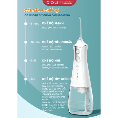 Tăm Nước DOJI Cao Cấp Chính Hãng – Công Suất Mạnh, Chống Nước IPX7, Tặng Kèm Vòi & Cáp Sạc - Ảnh 3