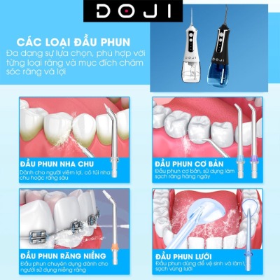 Tăm Nước DOJI Cao Cấp Chính Hãng – Công Suất Mạnh, Chống Nước IPX7, Tặng Kèm Vòi & Cáp Sạc - Ảnh 9