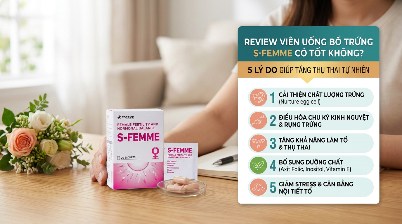 Review viên uống bổ trứng S-Femme có tốt không? 5 lý do giúp tăng thụ thai tự nhiên