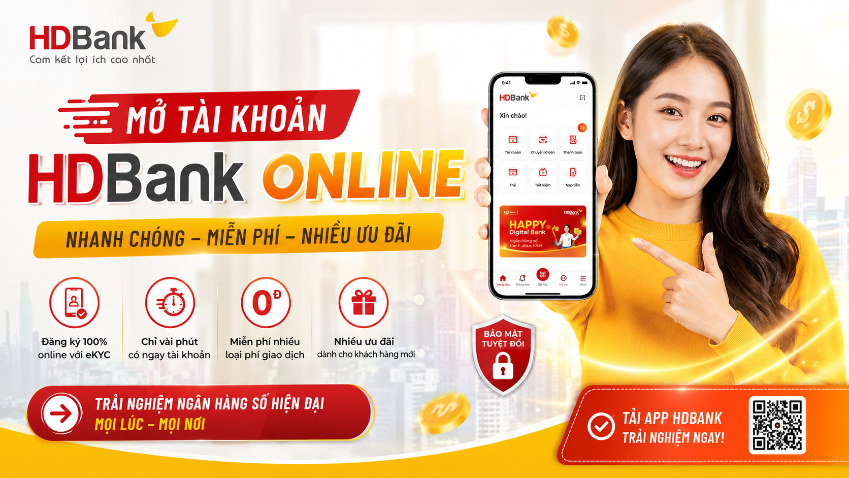 Lý do nên mở tài khoản HDBank Online ngay hôm nay: miễn phí, nhanh chỉ 5 phút