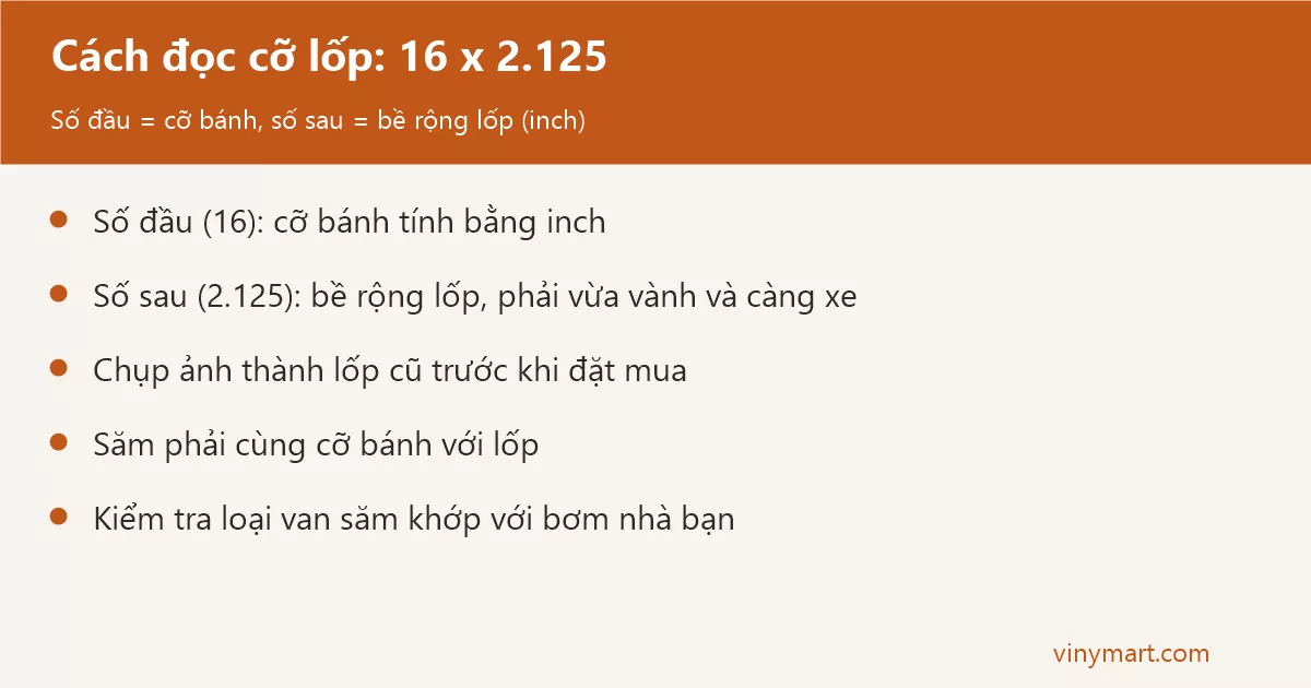Đồ họa cách đọc cỡ lốp xe đạp trẻ em