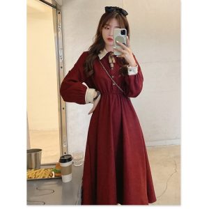 (Sẵn đen, Freesize) Váy Dài Tay Đỏ Của Phụ Nữ&hellip;