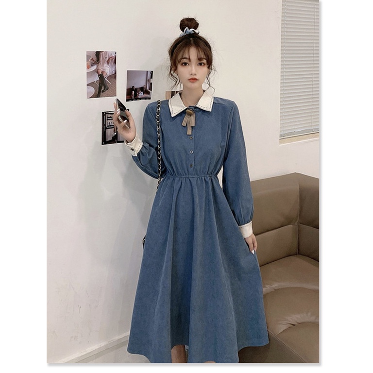 (Sẵn đen, Freesize) Váy Dài Tay Đỏ Của Phụ Nữ Mùa Xuân Và Mùa Thu Năm 2021 Mới Của Pháp Cổ Điển Eo Nhỏ Tính Khí - Ảnh 3