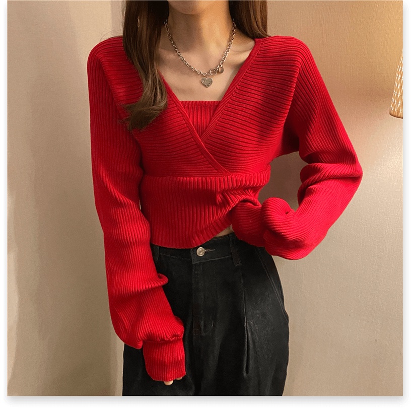 (Đen sz 3XL) Áo Ngực Mùa Xuân Và Mùa Thu Mỏng Hơn. Áo Len Dưới Cùng. Áo Len Đan Hai Mảnh Giả Nữ - Ảnh 3