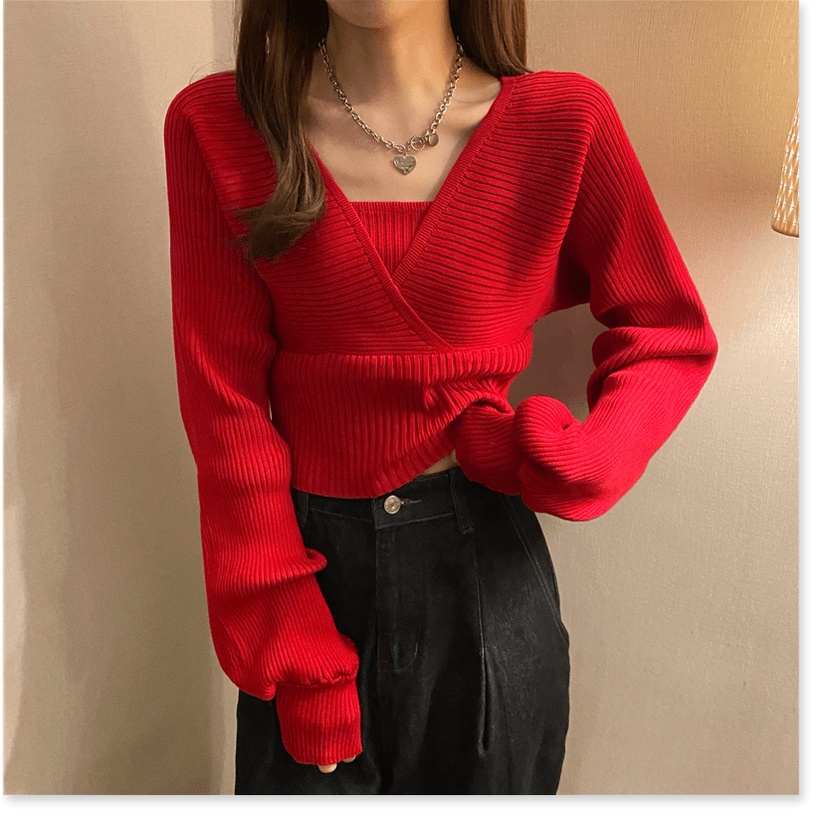 (Đen sz 3XL) Áo Ngực Mùa Xuân Và Mùa Thu Mỏng Hơn. Áo Len Dưới Cùng. Áo Len Đan Hai Mảnh Giả Nữ - Ảnh 8