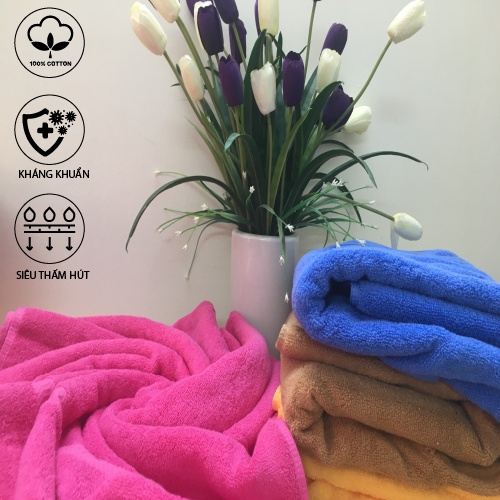 Combo 3 Khăn mặt, 1 Khăn tắm cotton cao cấp gia đình 3 người - 70x140cm & 30x50cm - 400g & 60g - Xưởng dệt Việt Nam0 - Ảnh 6