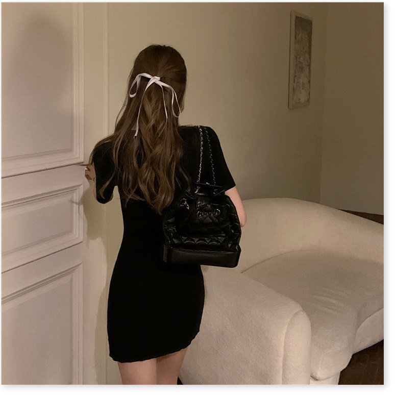 (Sẵn XL) váy đen nhỏ cỡ lớn em gái béo thiết kế giác ngách xẻ tà Túi ôm hông váy kiểu Pháp retro mùa h - Ảnh 5