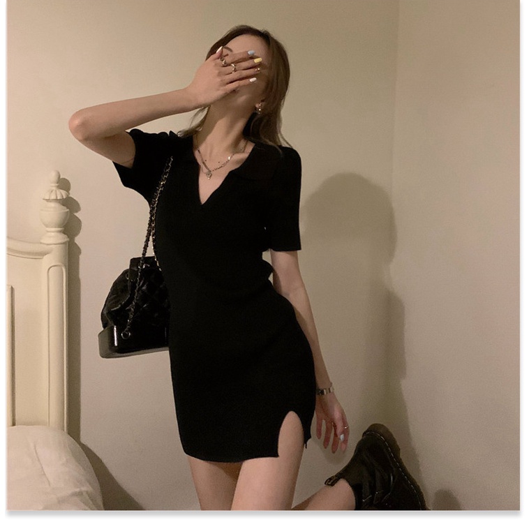 (Sẵn XL) váy đen nhỏ cỡ lớn em gái béo thiết kế giác ngách xẻ tà Túi ôm hông váy kiểu Pháp retro mùa h - Ảnh 7