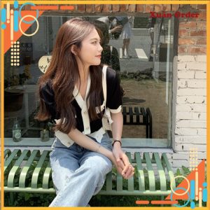 (Sẵn trắng, XL) Áo Đan Len Cổ Chữ V Dành&hellip;