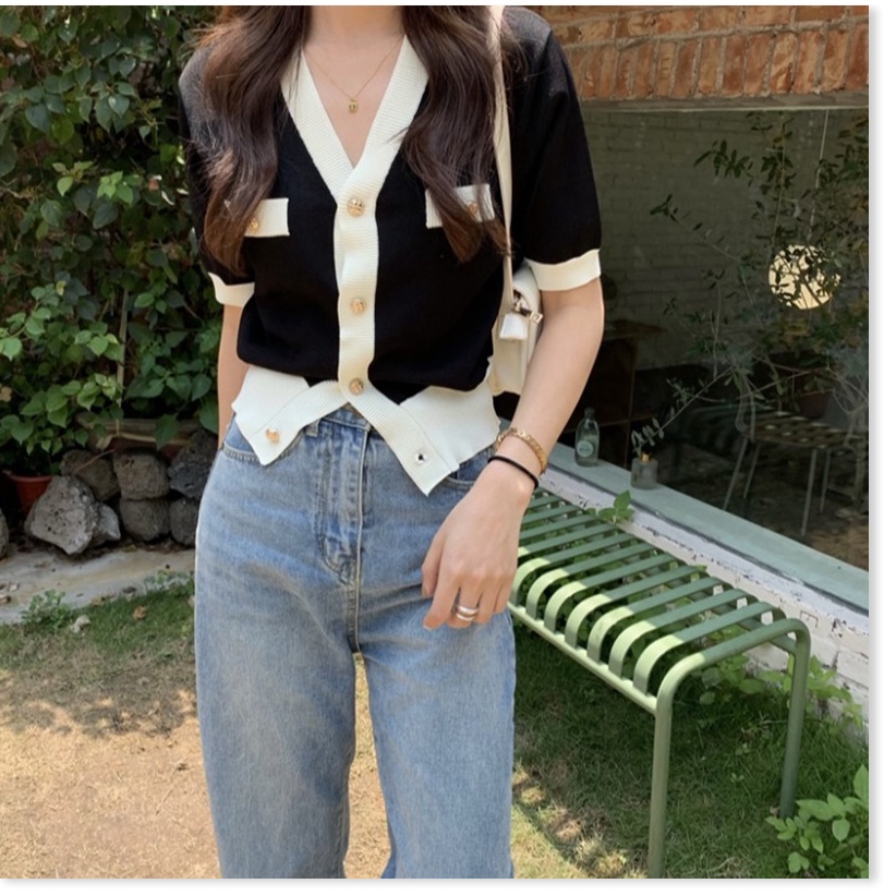 (Sẵn trắng, XL) Áo Đan Len Cổ Chữ V Dành Cho Phụ Nữ Năm 2021 Mùa Hè New Fat Mm Mỏng Mỏng Áo Ngắn Tay - - Ảnh 7