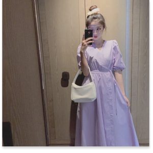 (Sẵn 3XL(80-90kg) Váy màu tím nữ mùa hè
