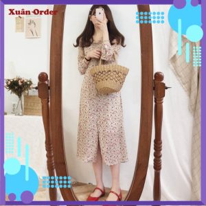 (Sẵn XL, hồng) Váy dài voan hoa – Hàng Quảng&hellip;
