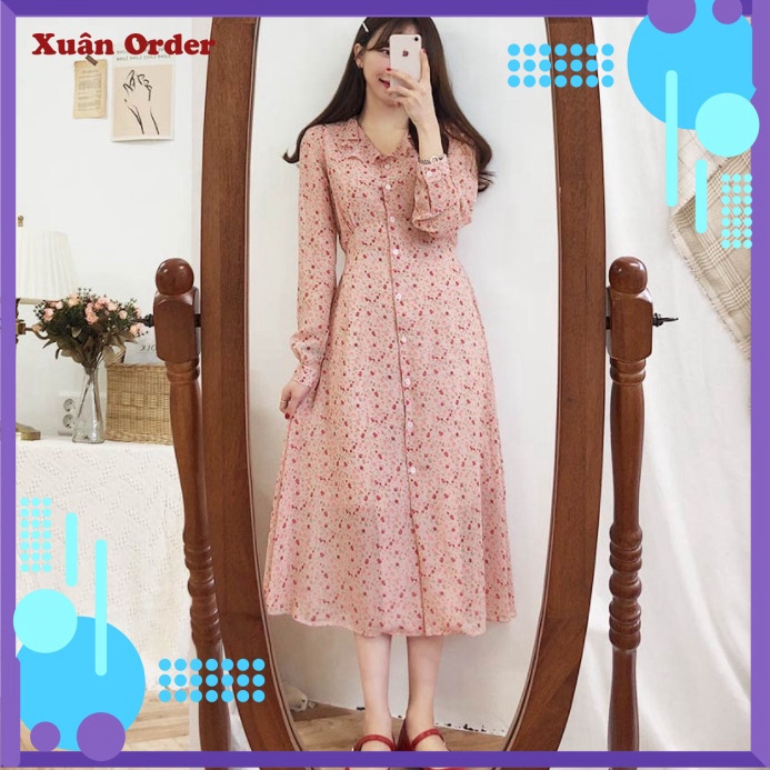 (Sẵn XL, hồng) Váy dài voan hoa - Hàng Quảng Châu - SKU191121X159 - Ảnh 4