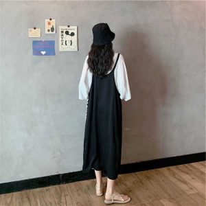 (Sẵn đen, 3XL) Váy hai dây dài