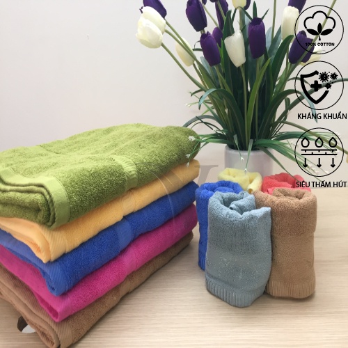 Combo 2 Khăn tắm, 4 Khăn mặt cotton cao cấp gia đình 4 người - 70x140cm & 30x50cm - 400g & 60g - Xưởng dệt Việt Nam0