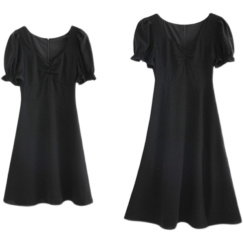 (Sẵn đen dài, 2XL (67-75kg) váy dài giản dị sexy đen xẻ tà váy mùa hè - Ảnh 5