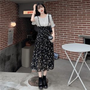 (Sẵn 4XL(90-100kg), đen) váy dài mùa hè