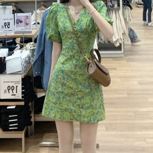 (Sẵn 2XL, có ảnh thật) Váy voan hoa cổ chữ&hellip;