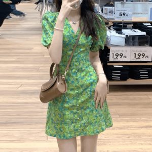 (Sẵn 2XL, có ảnh thật) Váy voan hoa cổ chữ&hellip;