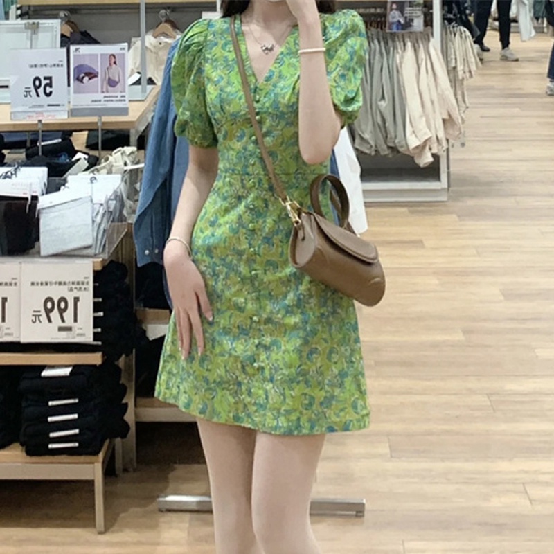 (Sẵn 2XL, có ảnh thật) Váy voan hoa cổ chữ V - Ảnh 3