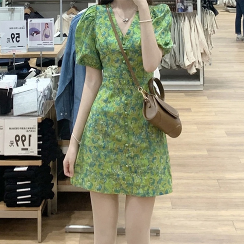 (Sẵn 2XL, có ảnh thật) Váy voan hoa cổ chữ V - Ảnh 4