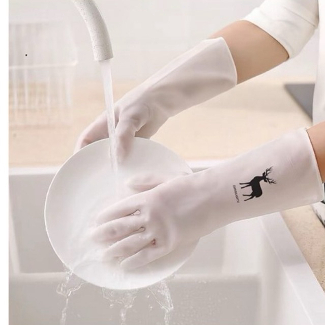 Găng Tay Cao Su Siêu Dai Siêu Bền (Màu Trắng) - Găng Tay Rửa Bát, Làm Bếp, Dọn Dẹp Nhà Cửa Bảo Vệ Da Tay