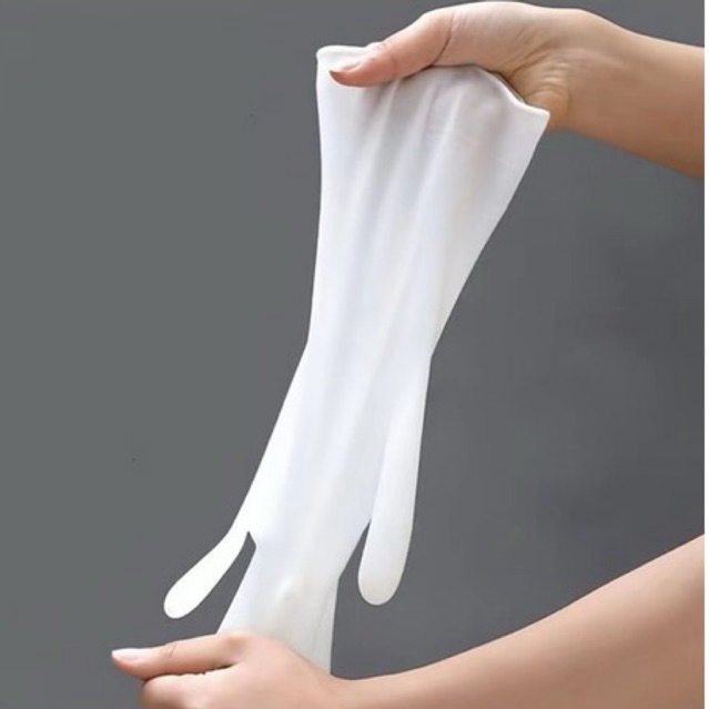 Găng Tay Cao Su Siêu Dai Siêu Bền (Màu Trắng) - Găng Tay Rửa Bát, Làm Bếp, Dọn Dẹp Nhà Cửa Bảo Vệ Da Tay - Ảnh 3
