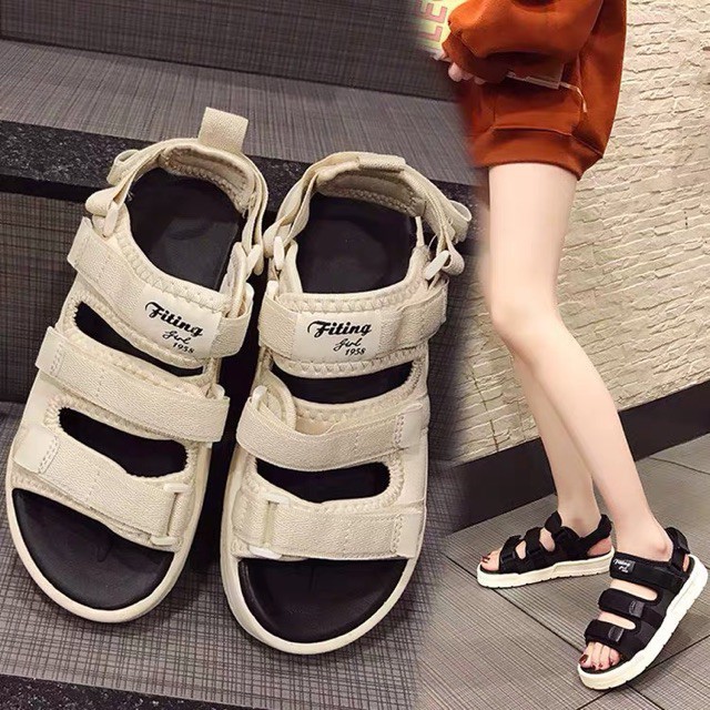 {Xả Kho Lỗ, sẵn đen sz 39} sandal ulzzang 3 quai ngang đế thấp - X01 - Ảnh 3