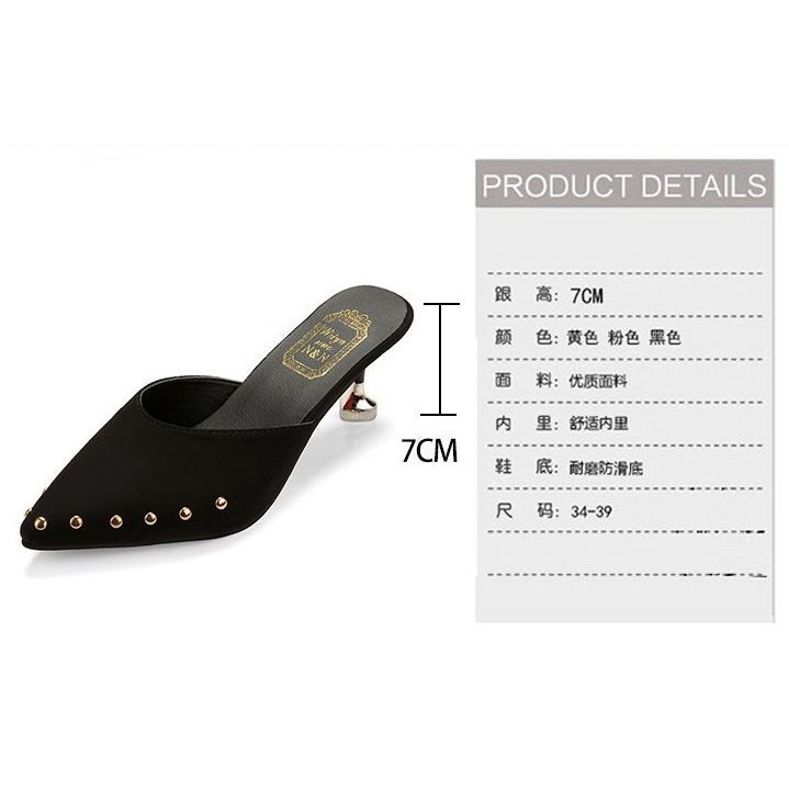 Gót 7 cm có ảnh thật - Giày cao gót baotou đinh tán Hàng có sẵn - Ảnh 6
