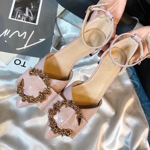 Giày mũi nhọn tag kim loại vuông Quảng Châu Ullzang - Ảnh 4