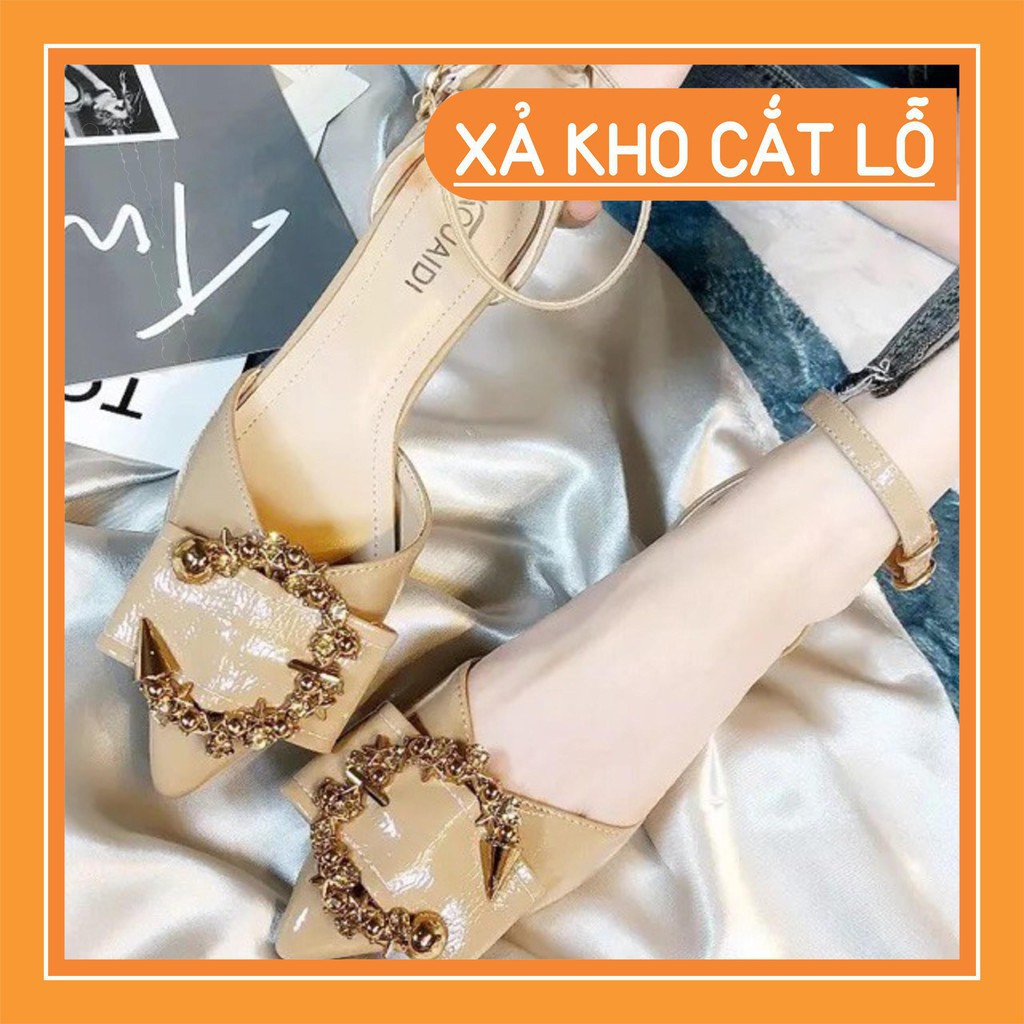 Giày mũi nhọn tag kim loại vuông Quảng Châu Ullzang - Ảnh 5