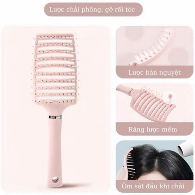 Lược Bán Nguyệt Gỡ Rối Đa Năng - Lược Chải Tạo Phồng Chân Tóc, Massage Da Đầu Chống Gãy Rụng Tiện Lợi - Ảnh 8