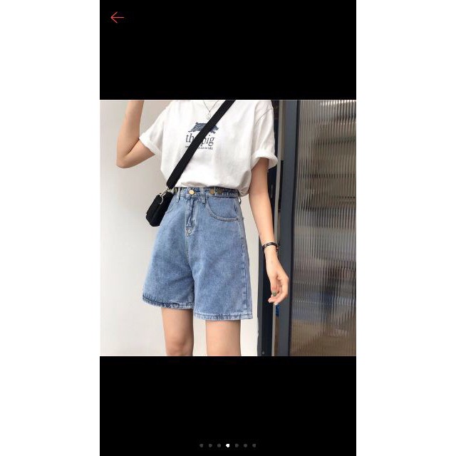 Quần shorts jean ống rộng - Ảnh 3