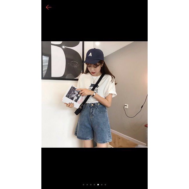 Quần shorts jean ống rộng - Ảnh 4