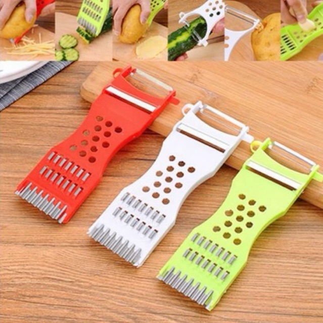 Dụng Cụ Nạo Củ Quả 6in1 Tiện Lợi TL (18x8cm) - Dao Nạo Vỏ, Bào Sợi Rau Củ Nhựa Kết Hợp Inox Sắc Bén