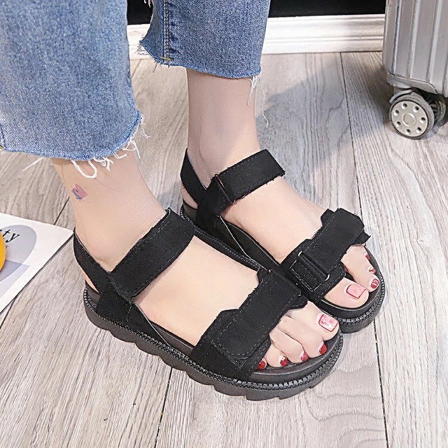 {Xả Kho Lỗ, sẵn sz 37} Sandal ulzzang hai quai đế răng cưa như ảnh