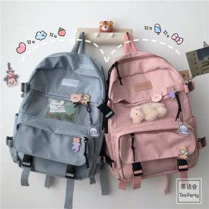 Balo Ulzzang Nhiều Ngăn, Dây Thắt Và Kèm Nhiều Huy&hellip;