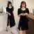 (Sẵn đen dài, 2XL (67-75kg) váy dài giản dị sexy đen xẻ tà váy mùa hè